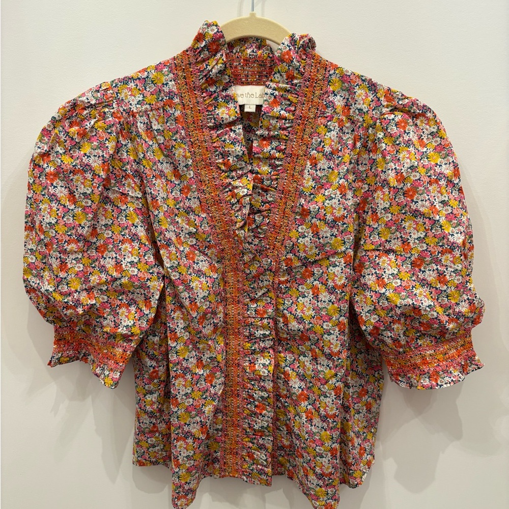 Colorful Floral Puff Sleeve Blouse